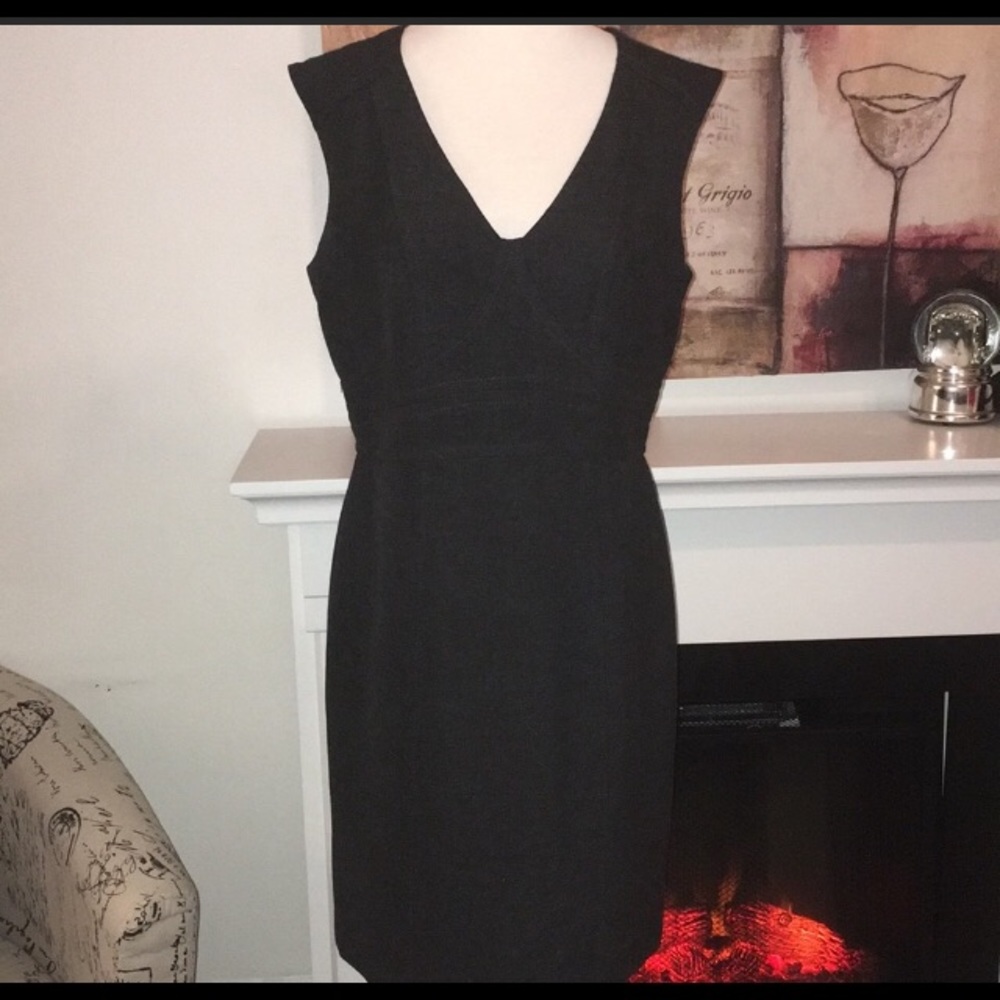 Loft charcoal seamed dress